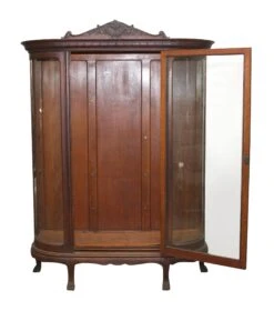 Antique Victorian Curved Glass Front Wood Vitrine 21 Antique Victorian Curved Glass Front Wood Vitrine -OGT Sale Store h137960 08