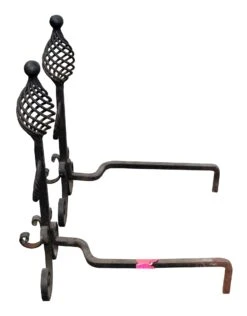 Turn Of The Century Pair Of Wrought Iron Arts & Crafts Andirons -OGT Sale Store h143669 04