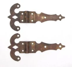 Pair Of Antique 8.75 In. Gothic Bronze Ice Box Door Hinges