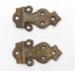 Pair Of Antique Beaded 3.625 In. Bronze Ice Box Hinges