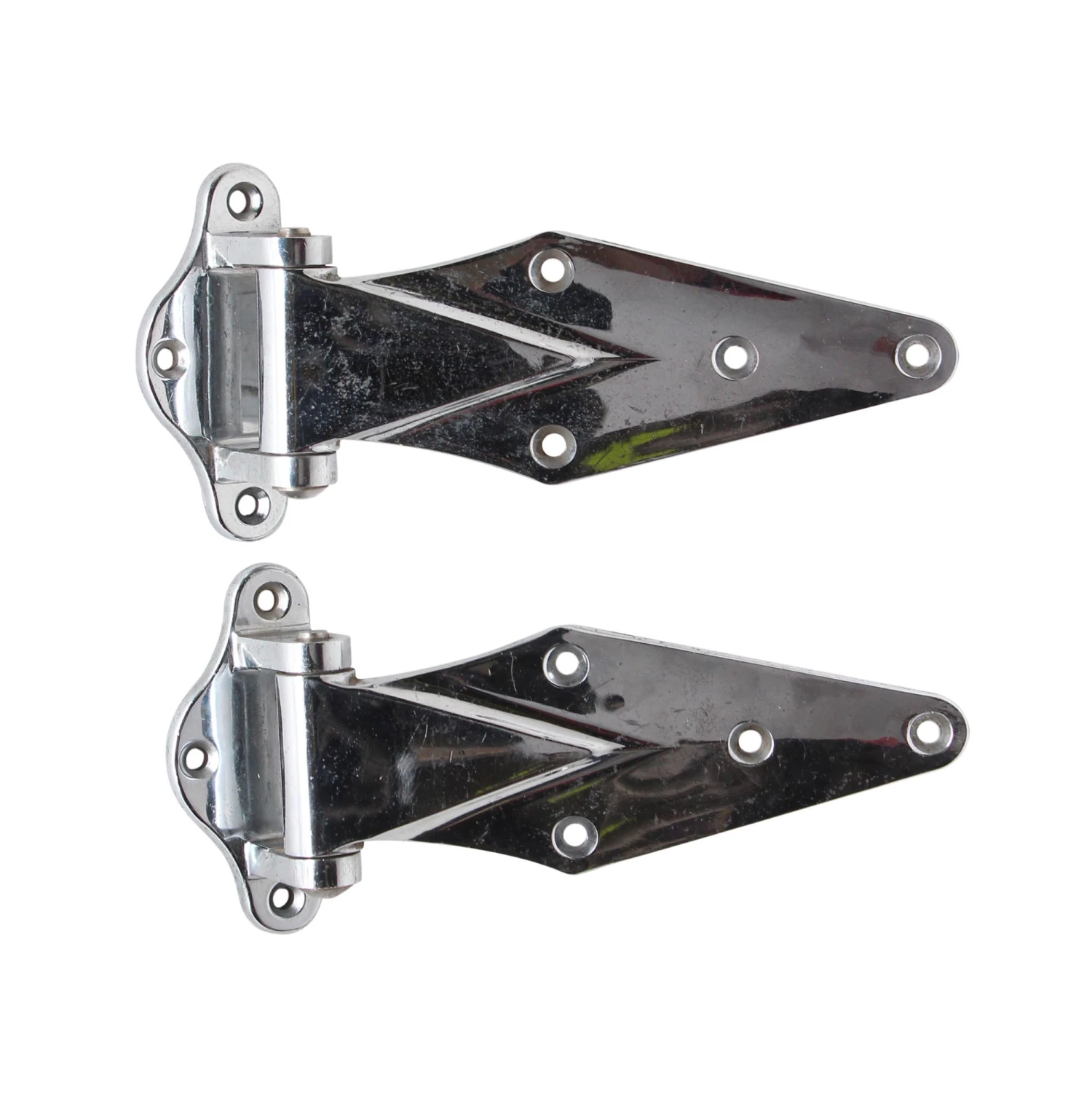 Pair Of Chrome 7 In. Vintage Ice Box Surface Mount Hinges 3 Pair Of Chrome 7 In. Vintage Ice Box Surface Mount Hinges