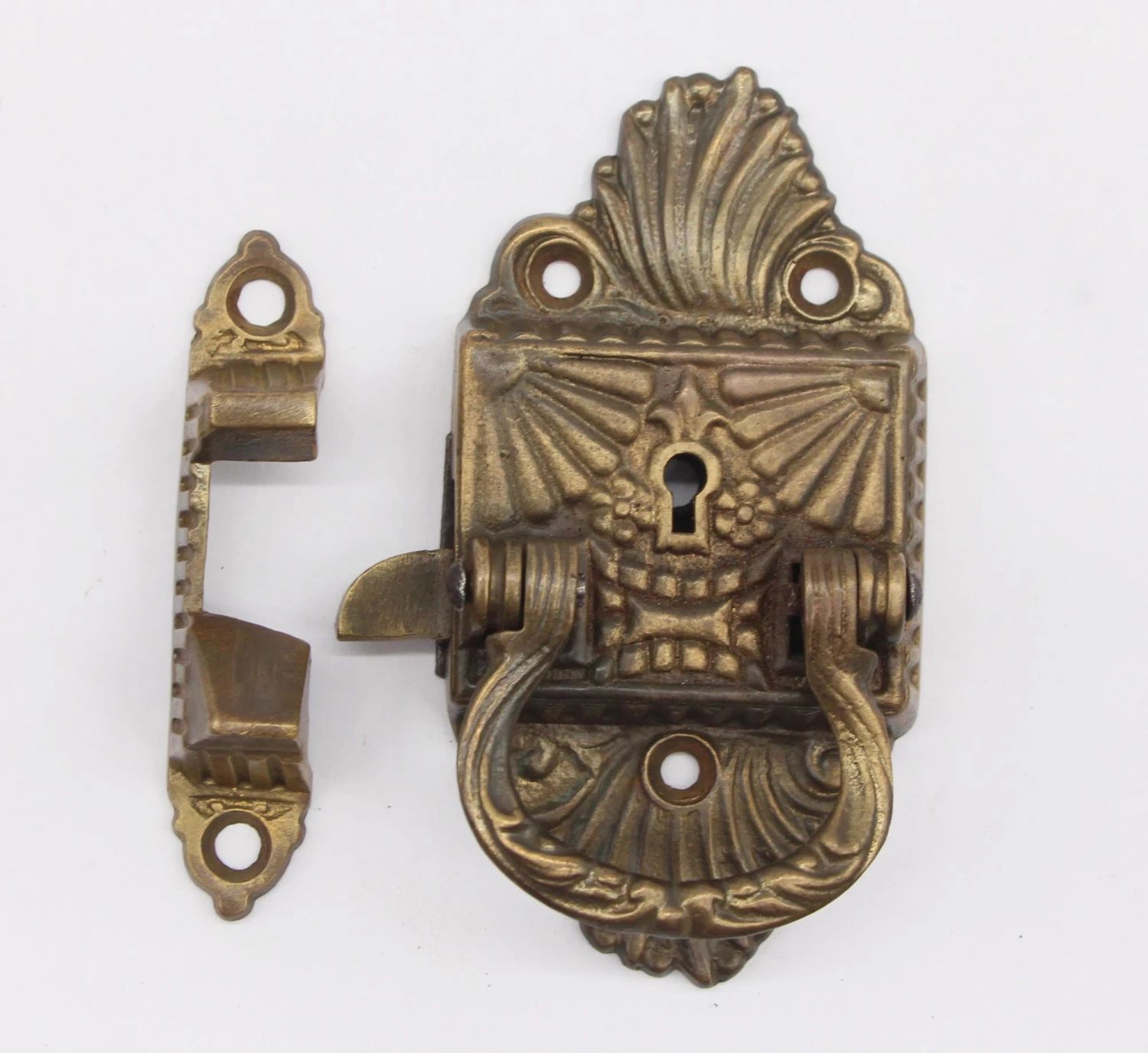 Antique Art Deco Bronze Left Ice Box Latch 4 Antique Art Deco Bronze Left Ice Box Latch - Image 2