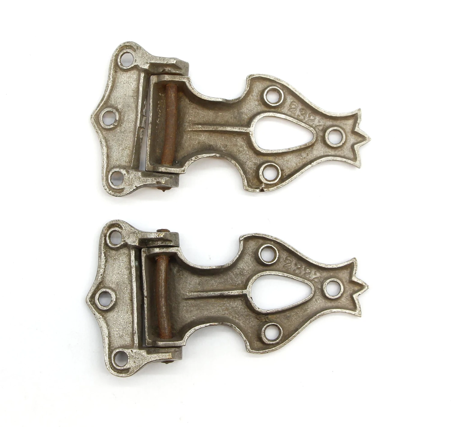 Pair Of Antique Nickel Plated Brass Ice Box Hinges 4 Pair Of Antique Nickel Plated Brass Ice Box Hinges - Image 2