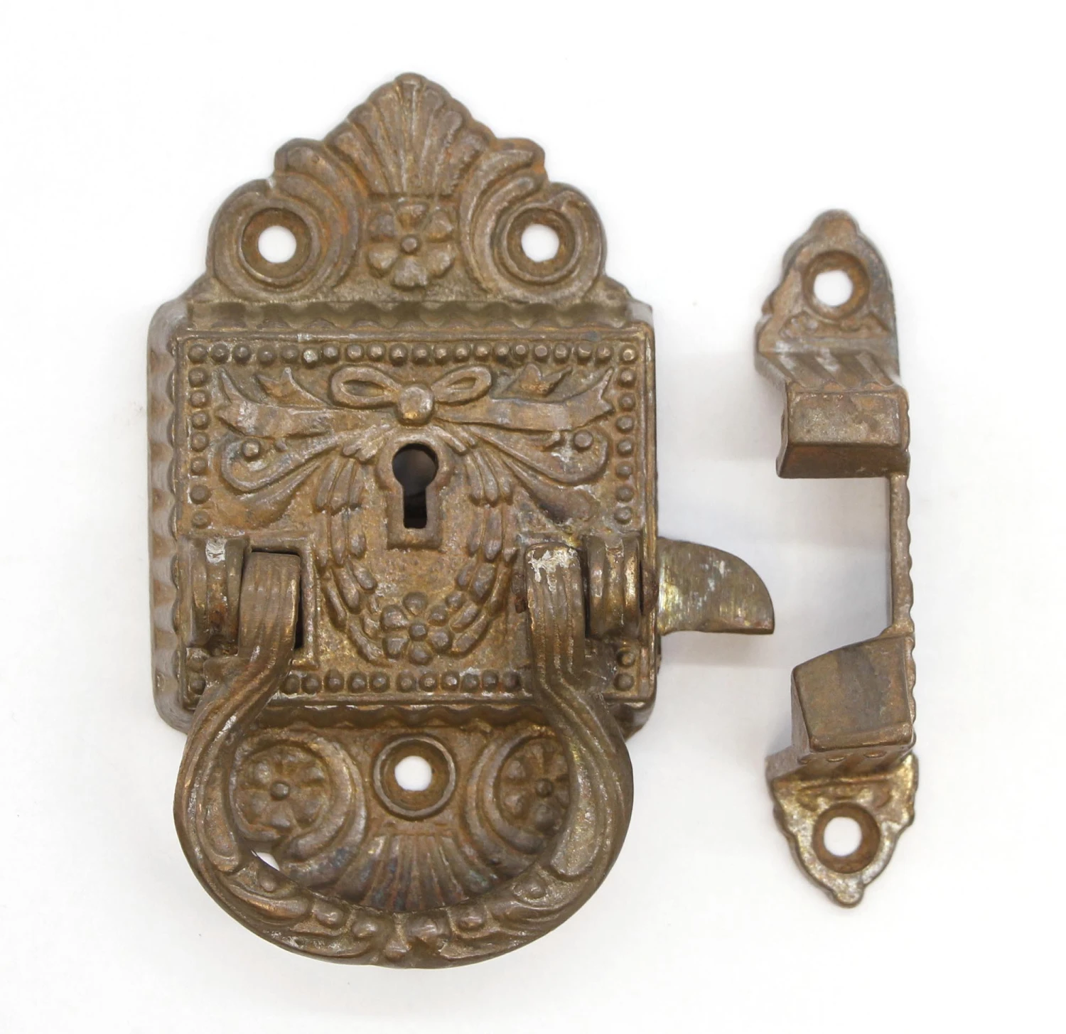 Antique Victorian Bronze Right Handed Ice Box Latch 4 Antique Victorian Bronze Right Handed Ice Box Latch - Image 2