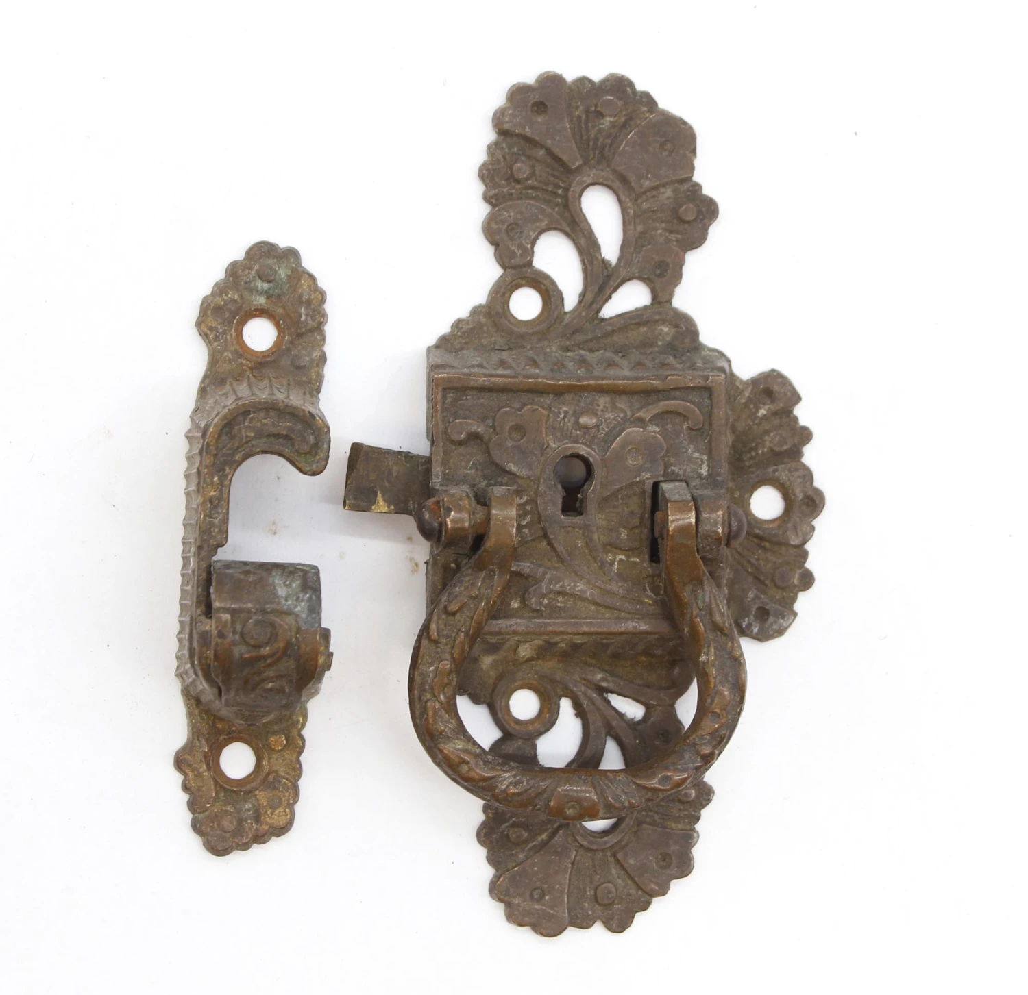 Antique Art Nouveau Bronze Left Handed Ice Box Latch 4 Antique Art Nouveau Bronze Left Handed Ice Box Latch - Image 2