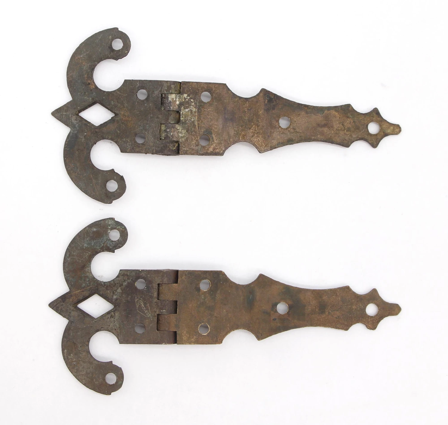 Pair Of Antique 8.75 In. Gothic Bronze Ice Box Door Hinges 4 Pair Of Antique 8.75 In. Gothic Bronze Ice Box Door Hinges - Image 2