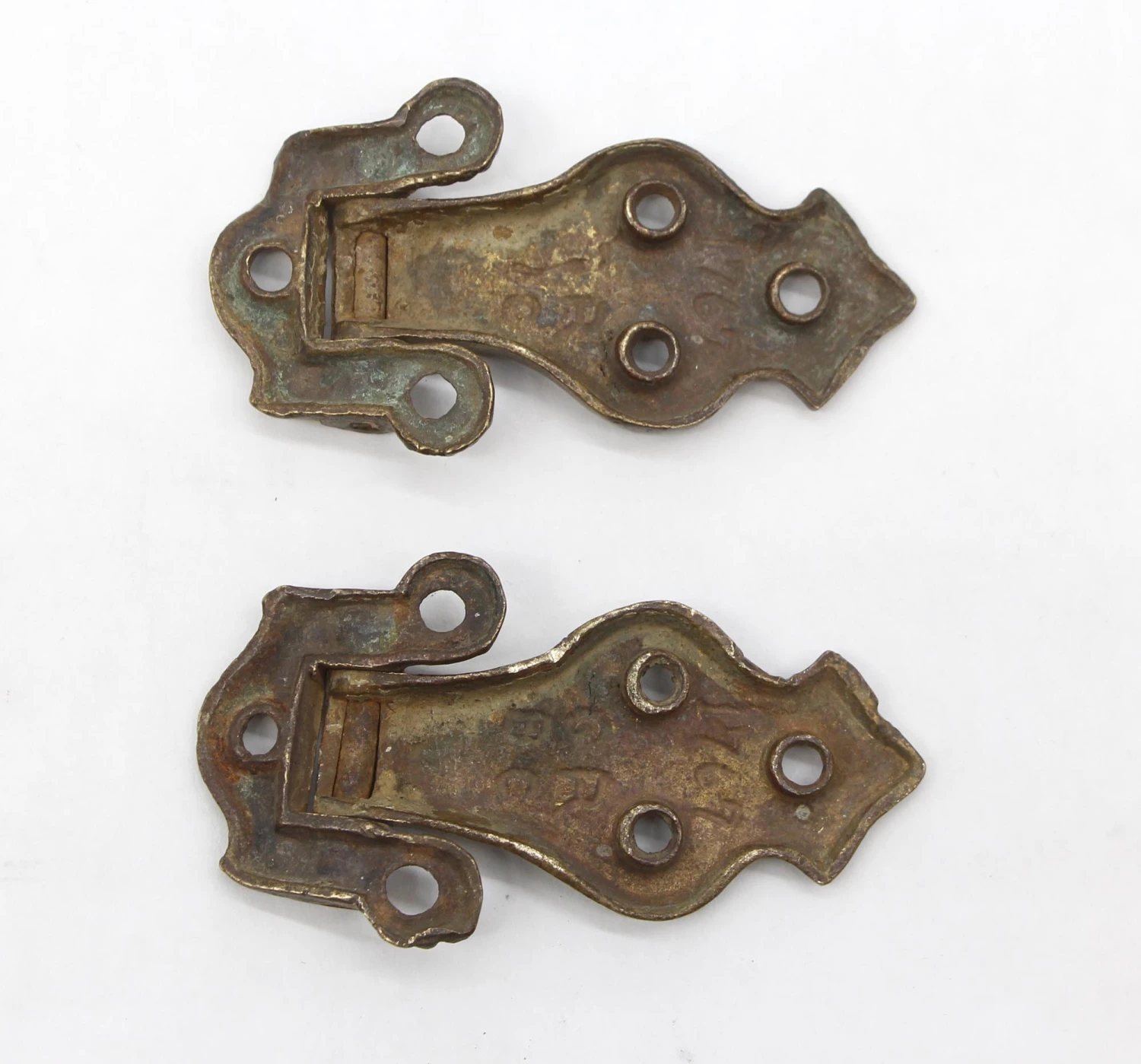 Pair Of Antique Beaded 3.625 In. Bronze Ice Box Hinges 4 Pair Of Antique Beaded 3.625 In. Bronze Ice Box Hinges - Image 2
