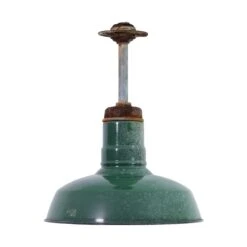 14 In. Green Enameled Steel Industrial Factory Pole Pendant Light