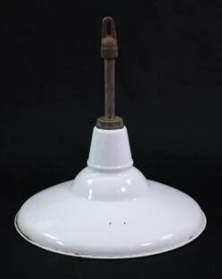 16 In. White Enameled Steel Industrial Factory Pole Pendant Light