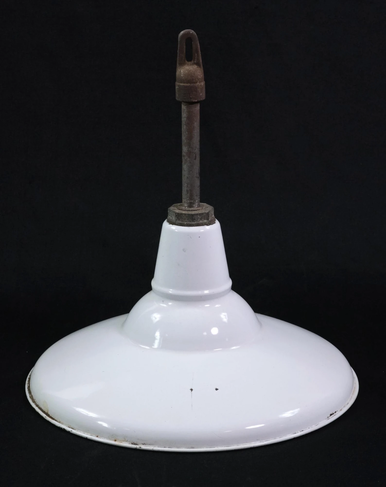 16 In. White Enameled Steel Industrial Factory Pole Pendant Light 3 16 In. White Enameled Steel Industrial Factory Pole Pendant Light