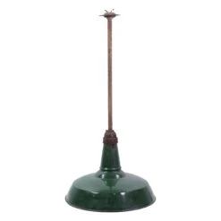 18 In. Green Enameled Steel Industrial Factory Pole Pendant Light