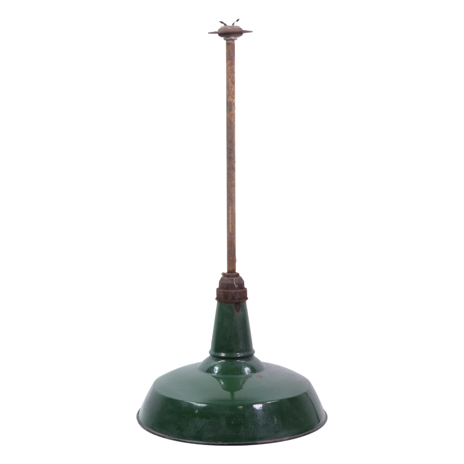 18 In. Green Enameled Steel Industrial Factory Pole Pendant Light 3 18 In. Green Enameled Steel Industrial Factory Pole Pendant Light