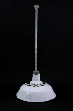 20.5 In. White Steel Industrial Factory Pole Pendant Light