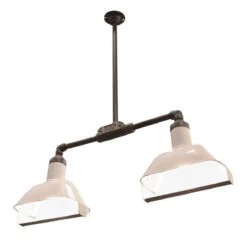 Double Hanging White Enamel Industrial Light