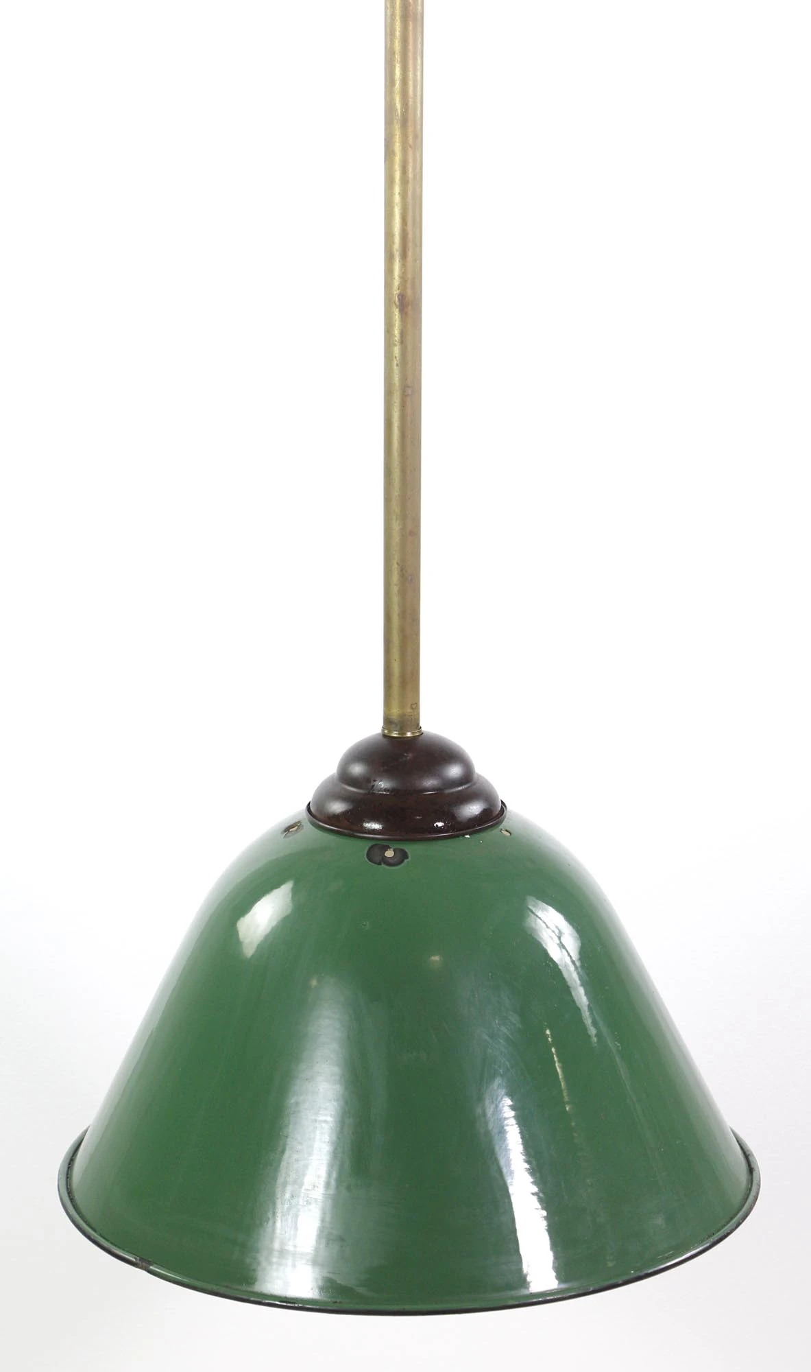 Antique Green Enameled Steel Brass Pole Pendant Light 5 Antique Green Enameled Steel Brass Pole Pendant Light - Image 3