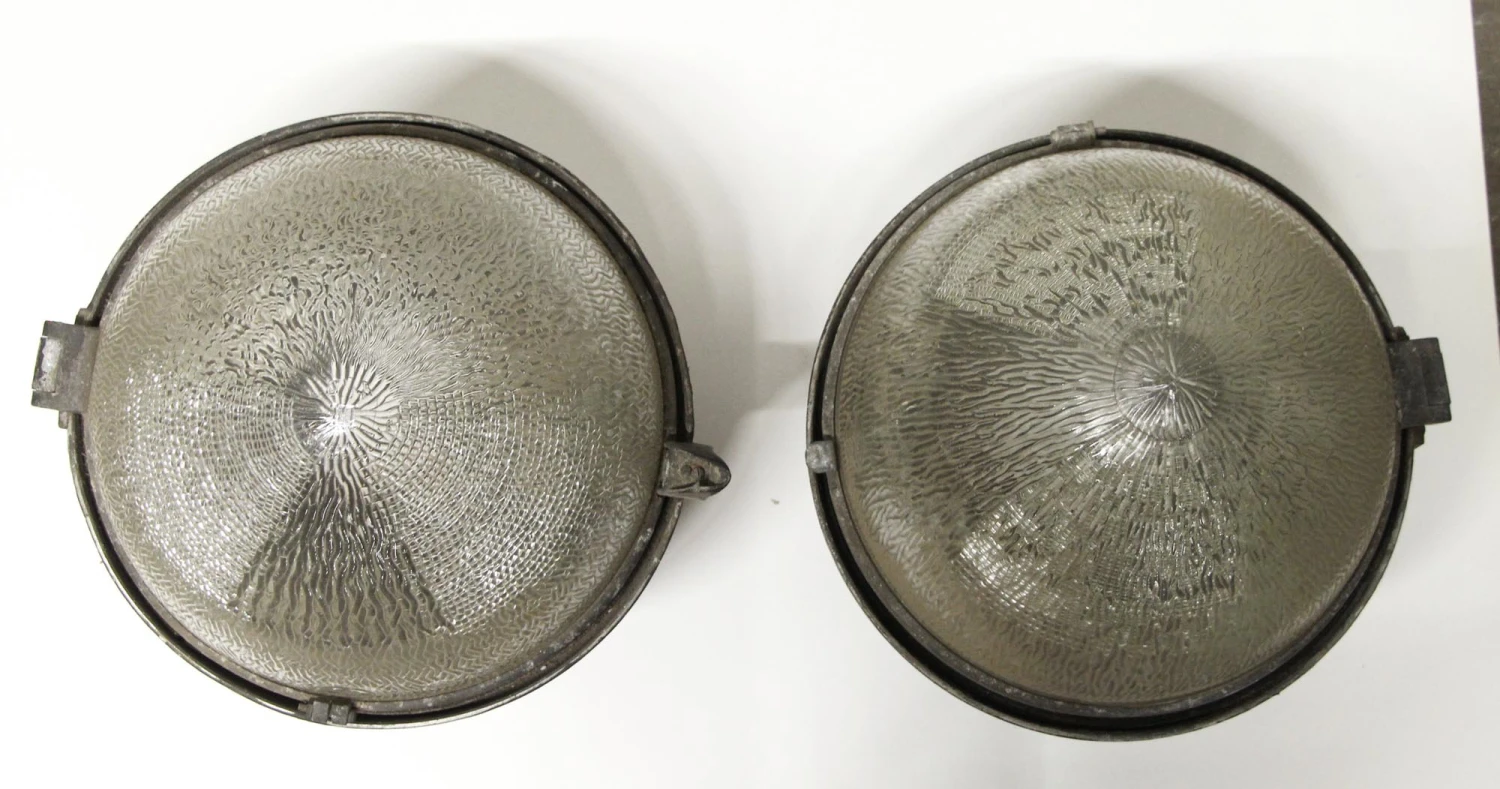 1930s Pair Of Holophane & Aluminum Street Light Globes 4 1930s Pair Of Holophane & Aluminum Street Light Globes - Image 2