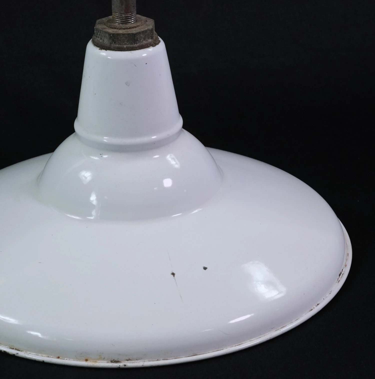 16 In. White Enameled Steel Industrial Factory Pole Pendant Light 4 16 In. White Enameled Steel Industrial Factory Pole Pendant Light - Image 2