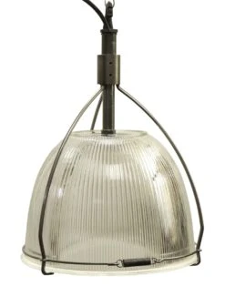 Reclaimed Factory Industrial Holophane Glass 15 In. Pendant Light