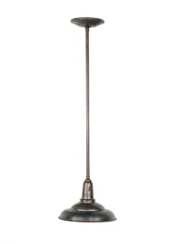 Vintage 9 In. Gun Metal Finish Steel Industrial Pole Pendant Light