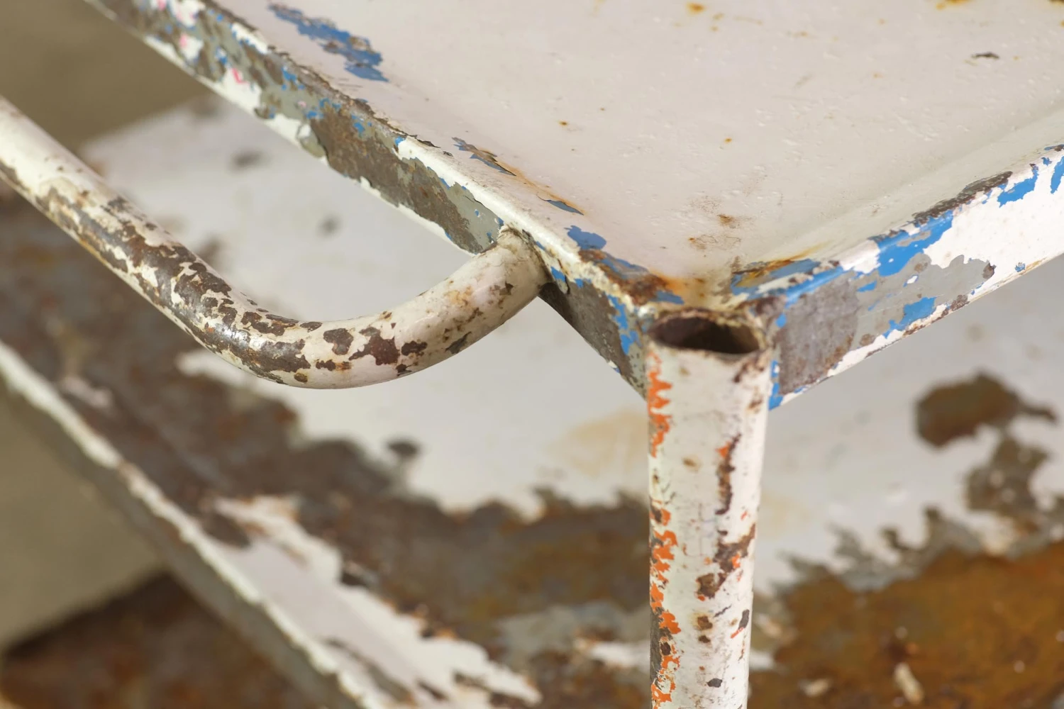 Reclaimed 3 Tier Industrial White Painted Steel Cart 5 Reclaimed 3 Tier Industrial White Painted Steel Cart - Image 3