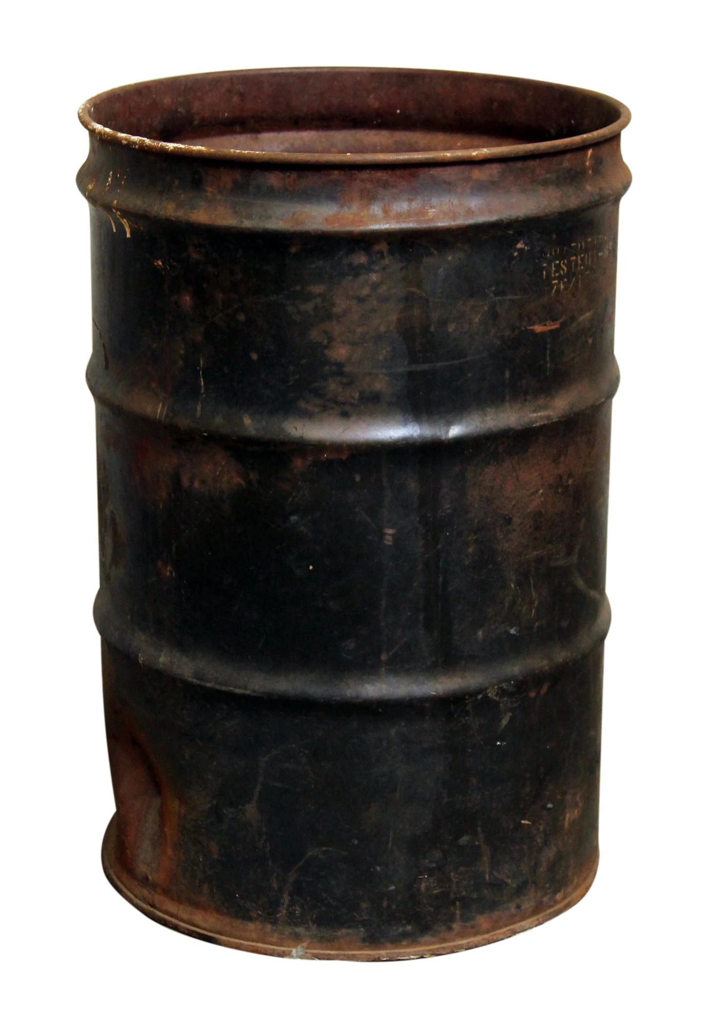 Large Black Rusted Trash Barrel Can 3 Large Black Rusted Trash Barrel Can