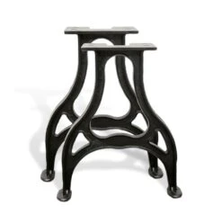 Pair Of Finished Pear Shaped Industrial Machine Cast Iron Table Legs