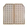 Pair Of Angled Corner Oak Dividers With Screen