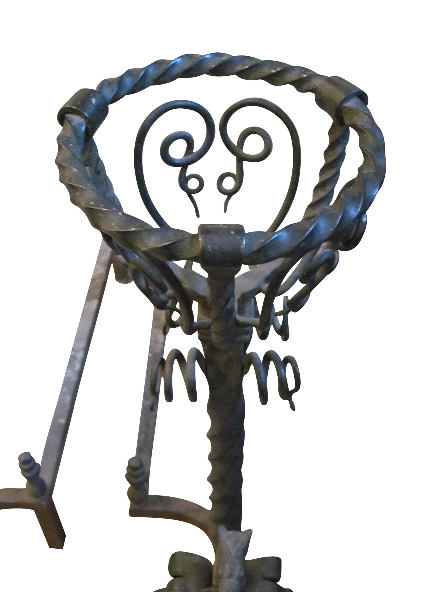 Pair Figural Wrought Iron Andirons 8 Pair Figural Wrought Iron Andirons - Image 6