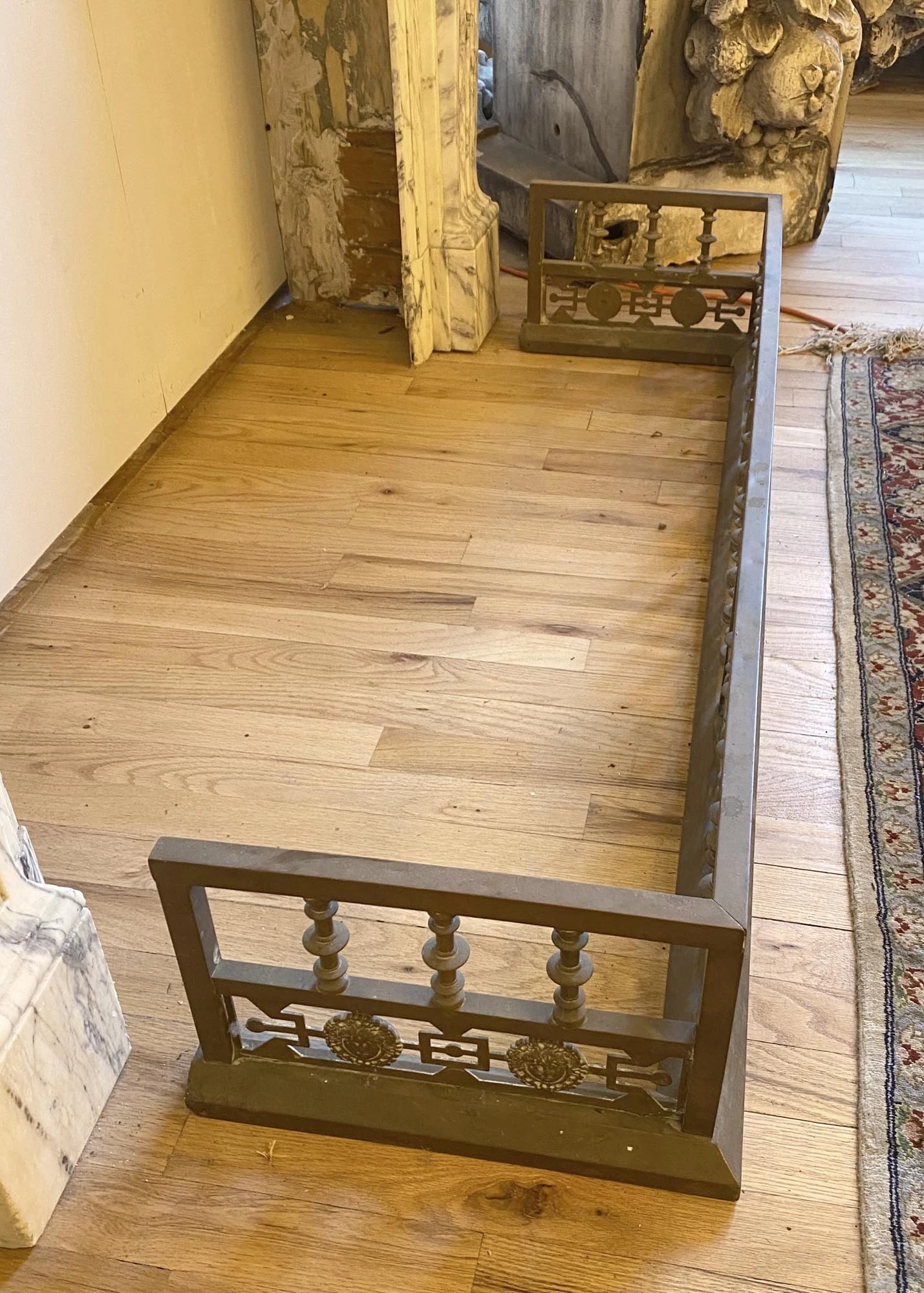 Antique 52 In. Bronze Figural Fireplace Fender 8 Antique 52 In. Bronze Figural Fireplace Fender - Image 6