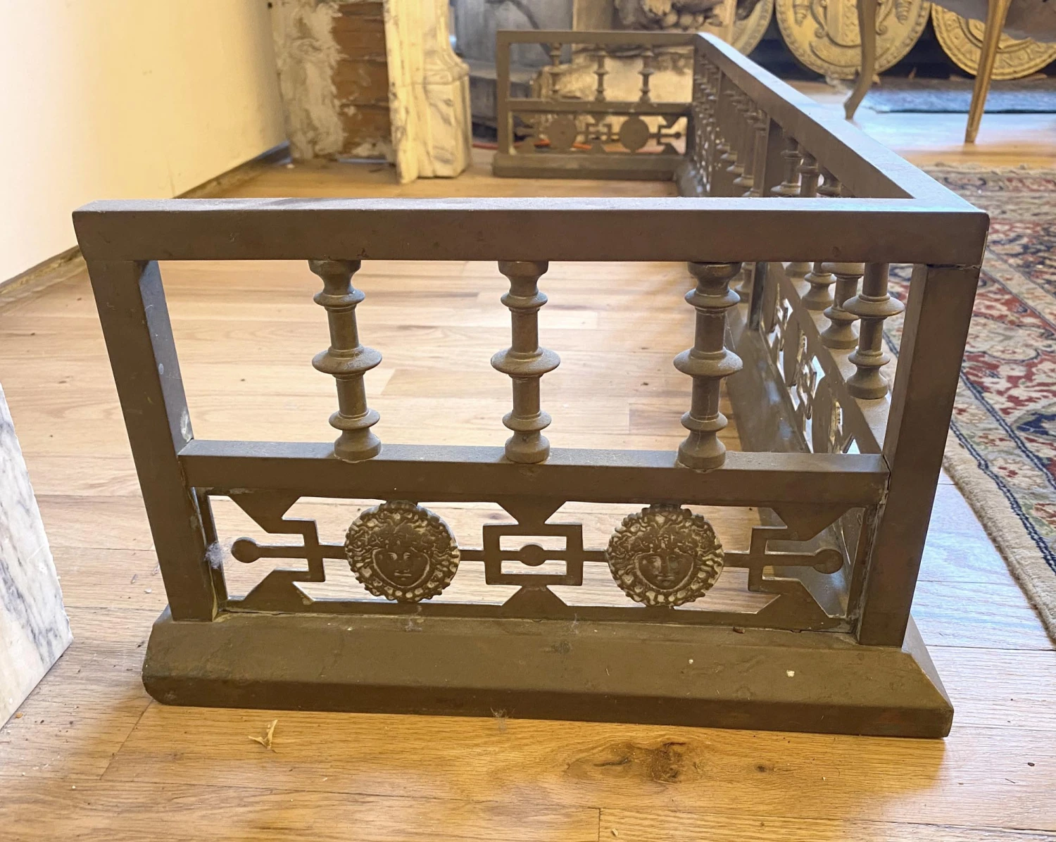 Antique 52 In. Bronze Figural Fireplace Fender 9 Antique 52 In. Bronze Figural Fireplace Fender - Image 7