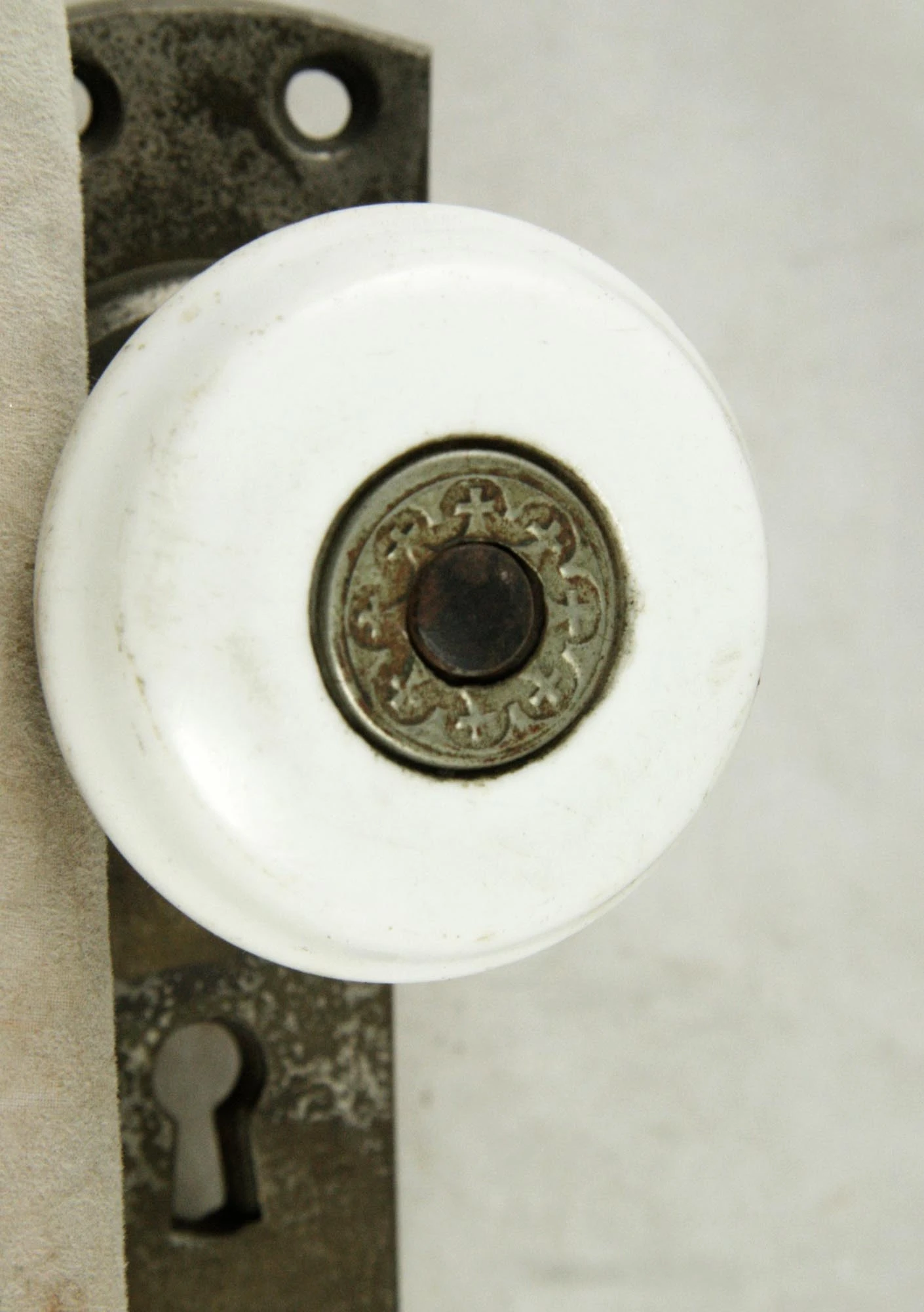 Antique Gilbert Porcelain & Nickel Door Knob Set 6 Antique Gilbert Porcelain & Nickel Door Knob Set - Image 4