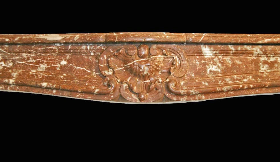18th Century Louis XV Mantel With Hand Carved Rouge Royale Brown Marble 6 18th Century Louis XV Mantel With Hand Carved Rouge Royale Brown Marble - Image 4