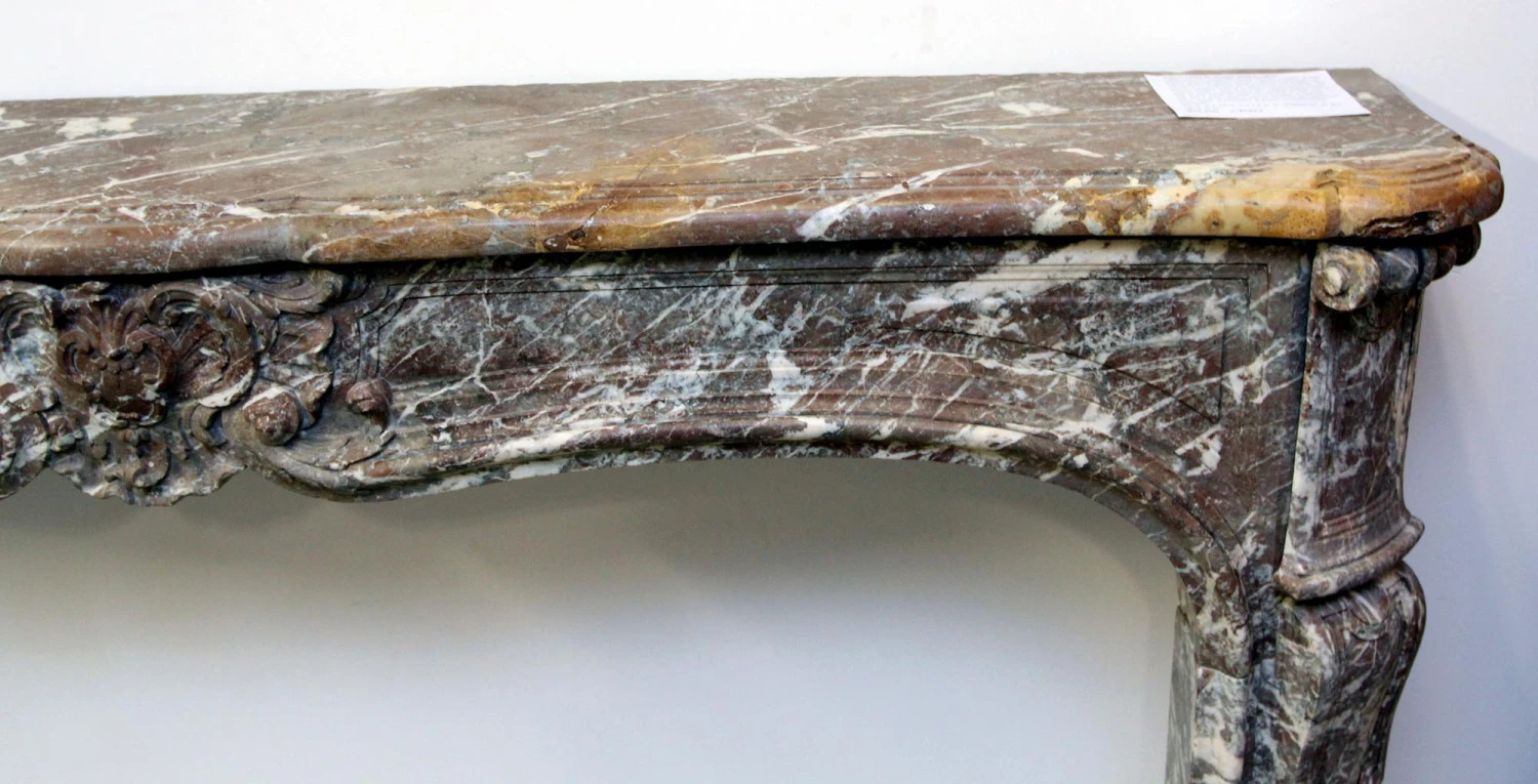 Rouge Royal French Louis XV Antique Marble Mantel 6 Rouge Royal French Louis XV Antique Marble Mantel - Image 4