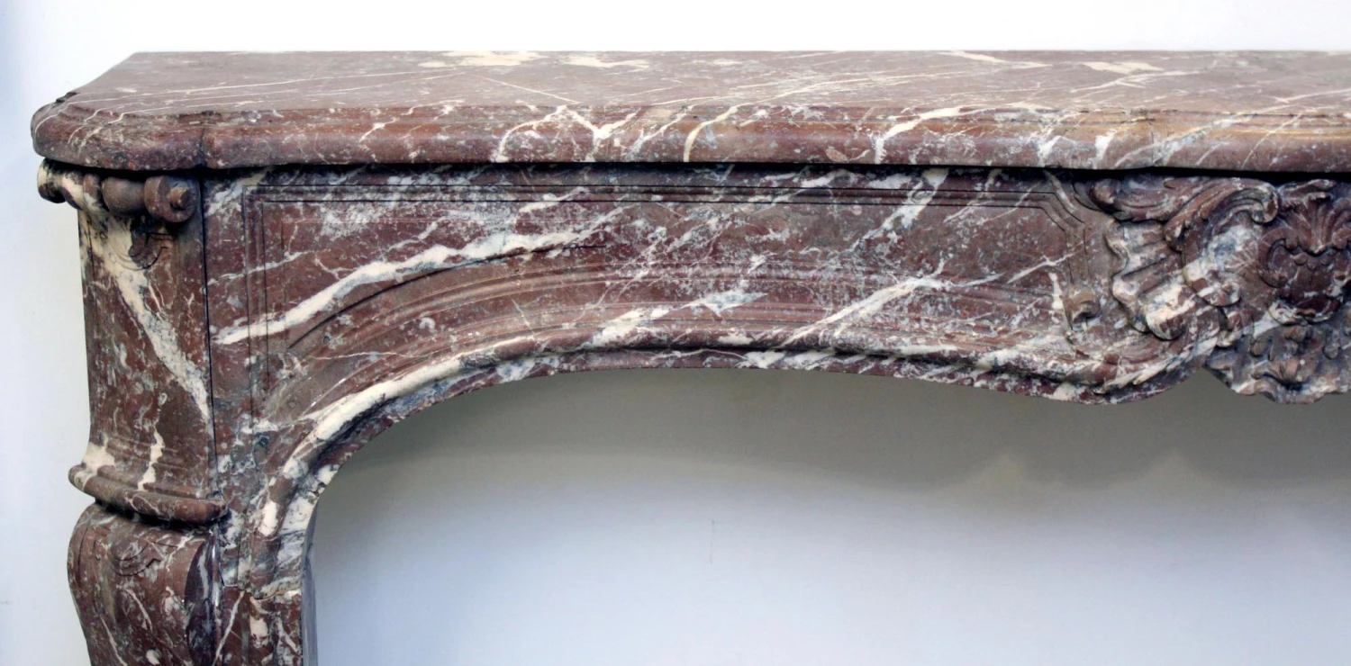 Rouge Royal French Louis XV Antique Marble Mantel 8 Rouge Royal French Louis XV Antique Marble Mantel - Image 6