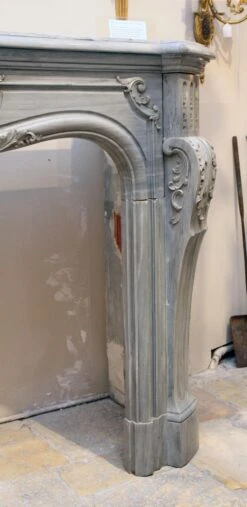 19th Century Louis XIV Style Gray Marble Mantel 15 19th Century Louis XIV Style Gray Marble Mantel -OGT Sale Store j180271 04