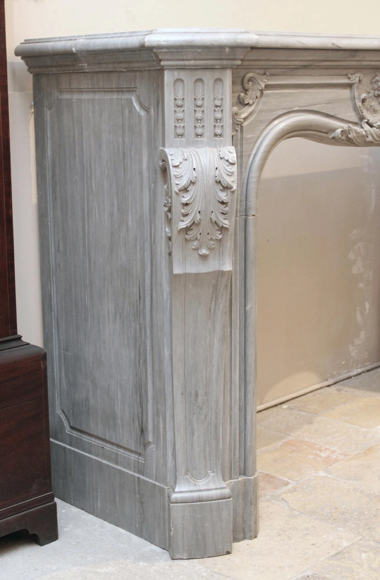 19th Century Louis XIV Style Gray Marble Mantel 8 19th Century Louis XIV Style Gray Marble Mantel - Image 6