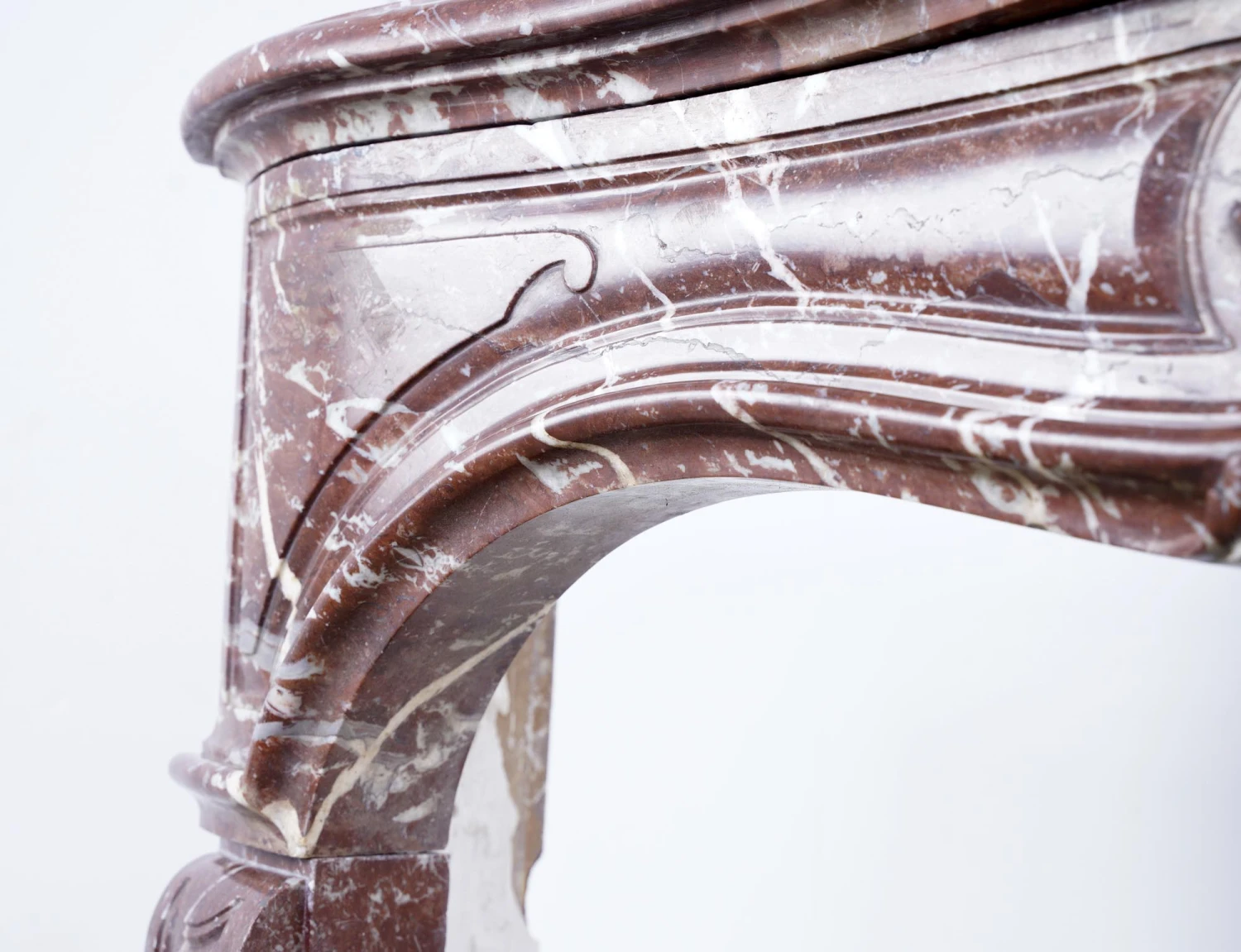 19th Century French Louis XV Rouge Royal Marble Mantel 11 19th Century French Louis XV Rouge Royal Marble Mantel - Image 9