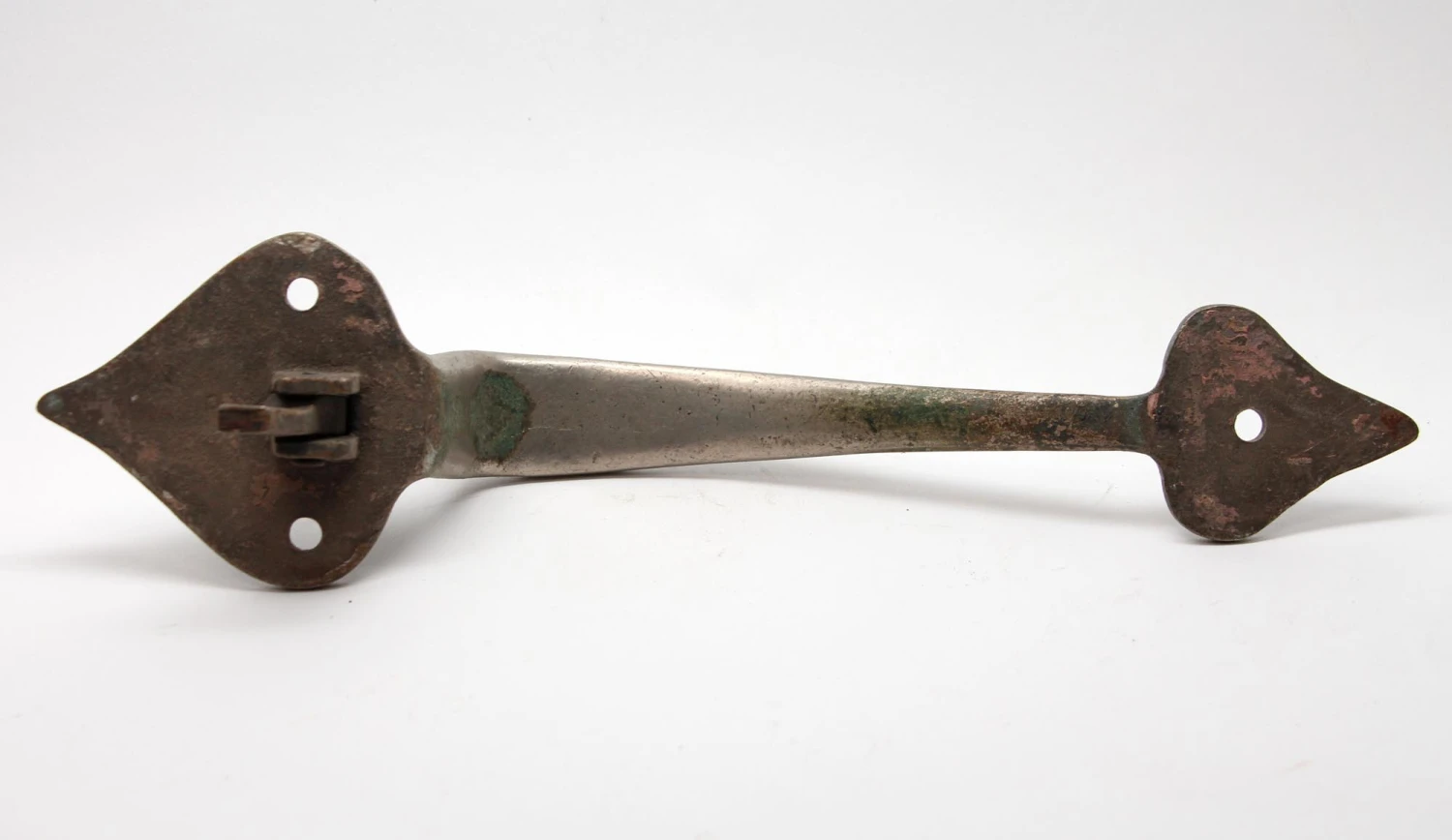 Antique 11.25 In. Nickel Over Brass Colonial Door Handle 6 Antique 11.25 In. Nickel Over Brass Colonial Door Handle - Image 4