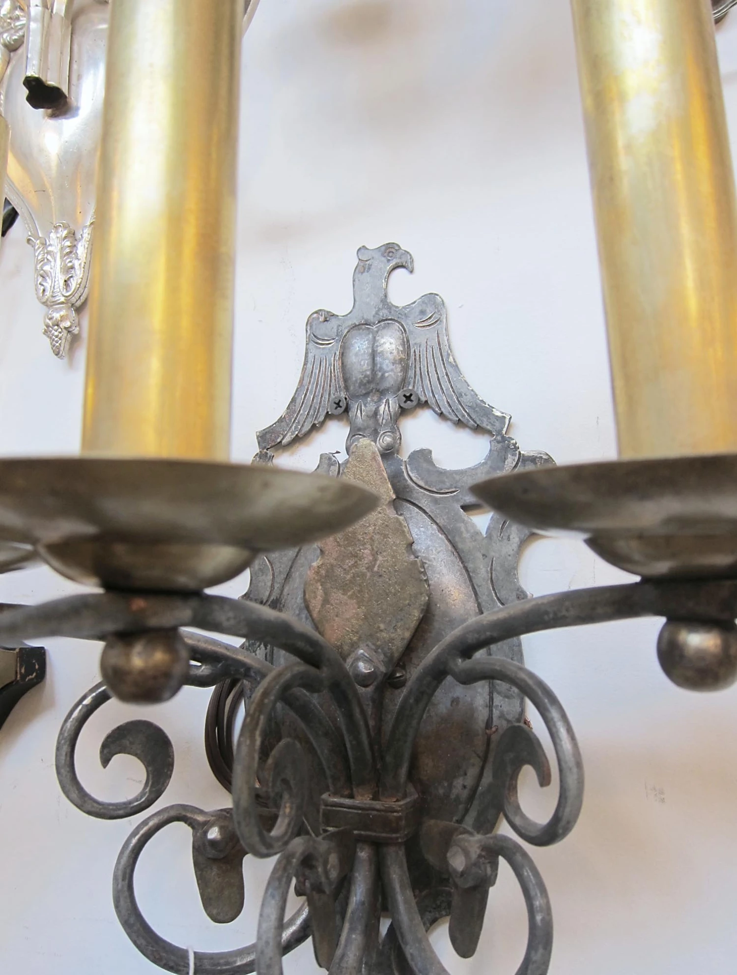 Pair Of Brass Three Arm Eagle Wall Sconces 8 Pair Of Brass Three Arm Eagle Wall Sconces - Image 6