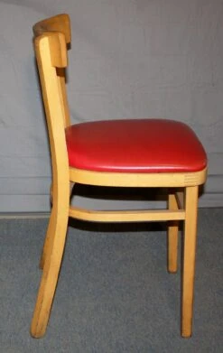 Vintage Red Vinyl Maple Bentwood Restaurant Armless Chair 9 Vintage Red Vinyl Maple Bentwood Restaurant Armless Chair -OGT Sale Store k191190 04