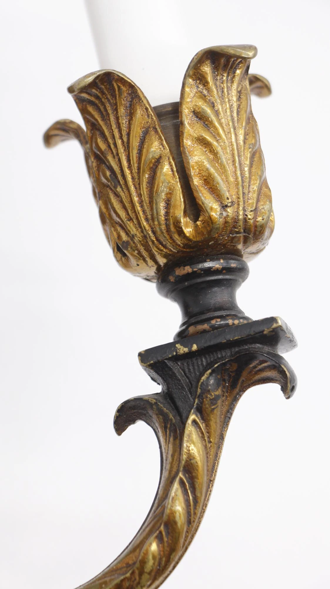 Antique French Floral Bronze Candle Sconce 7 Antique French Floral Bronze Candle Sconce - Image 5
