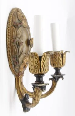Antique French Floral Bronze Candle Sconce 15 Antique French Floral Bronze Candle Sconce -OGT Sale Store k191487 06