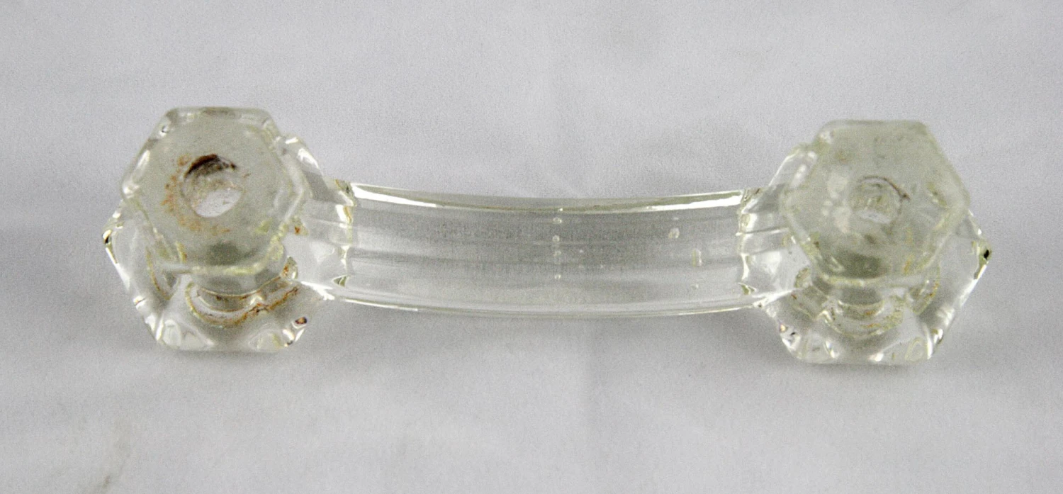Vintage 4.125 In. Fluted Bridge Clear Glass Drawer Pull 7 Vintage 4.125 In. Fluted Bridge Clear Glass Drawer Pull - Image 5