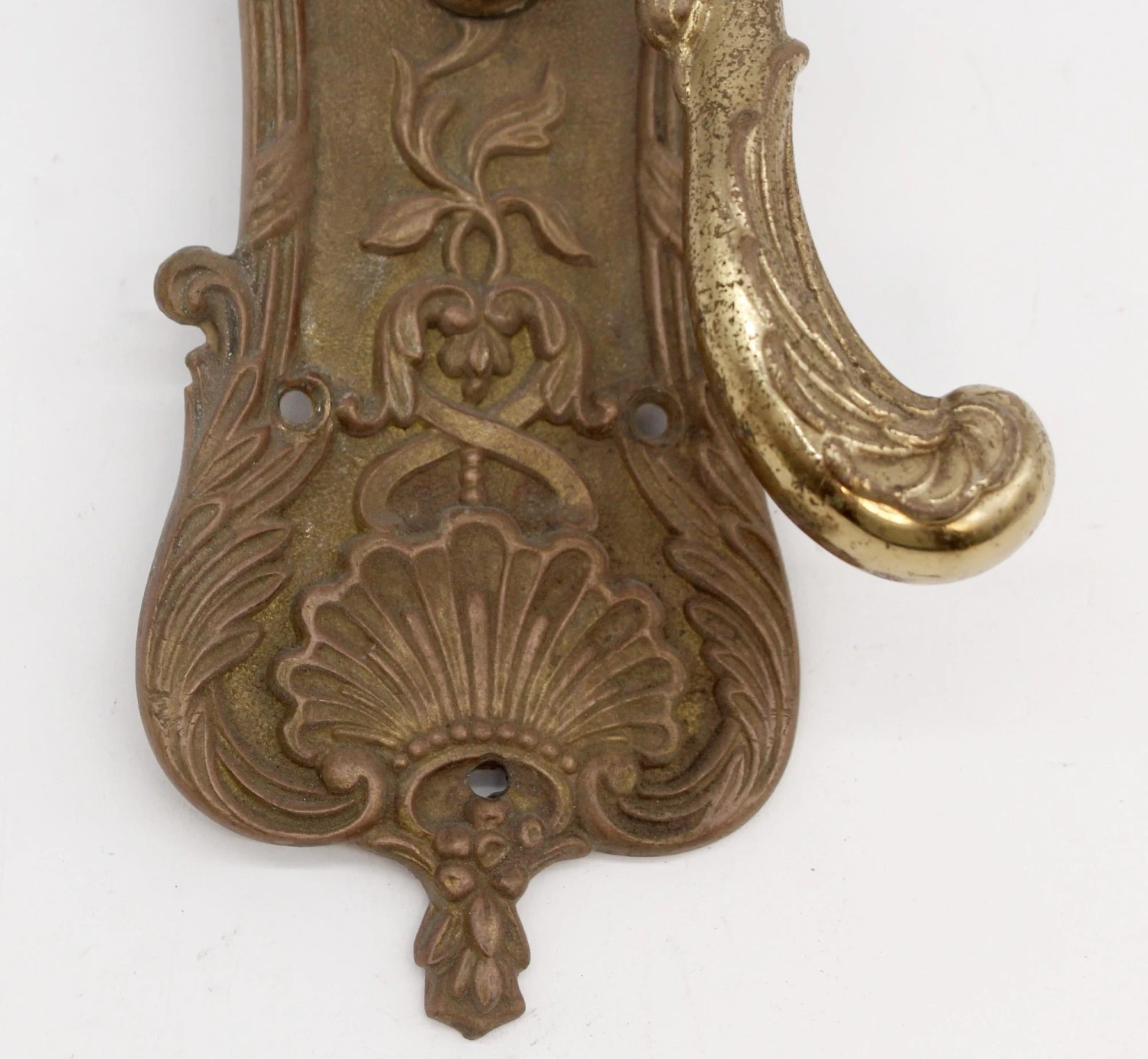 Antique Art Nouveau Brass Entry Door Lever Set 6 Antique Art Nouveau Brass Entry Door Lever Set - Image 4