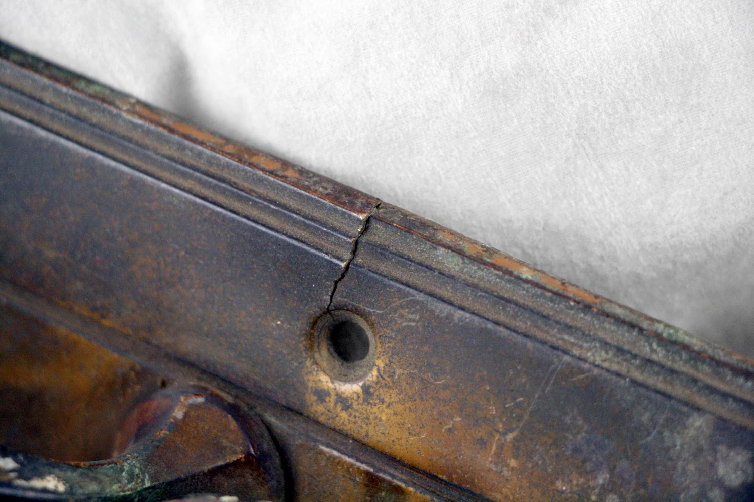 Antique 15 In. Art Deco Bronze Door Pull With Lock Insert 9 Antique 15 In. Art Deco Bronze Door Pull With Lock Insert - Image 7