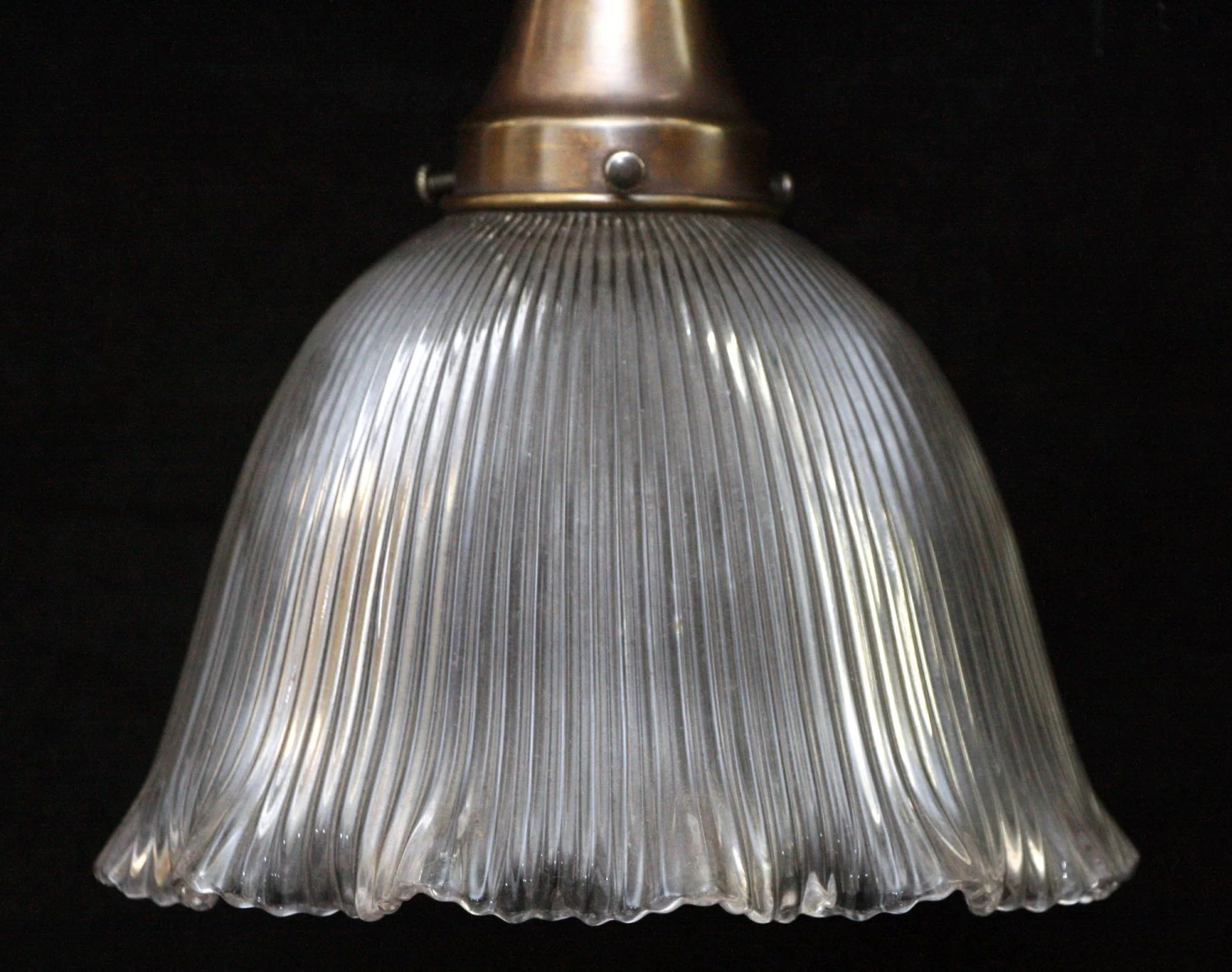 Custom 1920s Holophane 8 In. Clear Glass Kitchen Pendant Light 6 Custom 1920s Holophane 8 In. Clear Glass Kitchen Pendant Light - Image 4