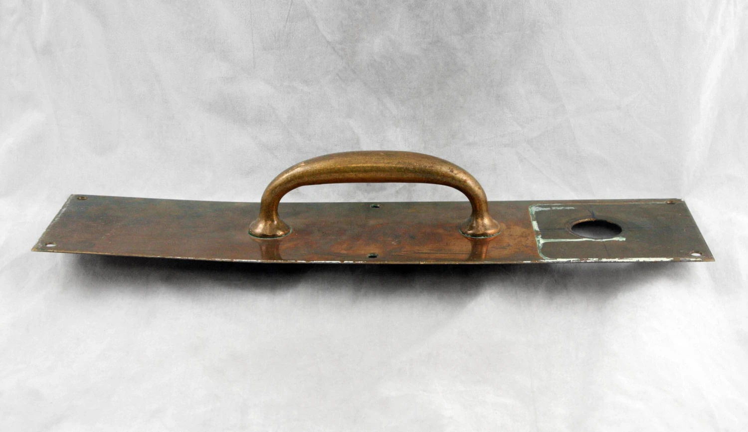 Vintage Commercial 16 In. Brass Door Pull With Lock Insert 6 Vintage Commercial 16 In. Brass Door Pull With Lock Insert - Image 4