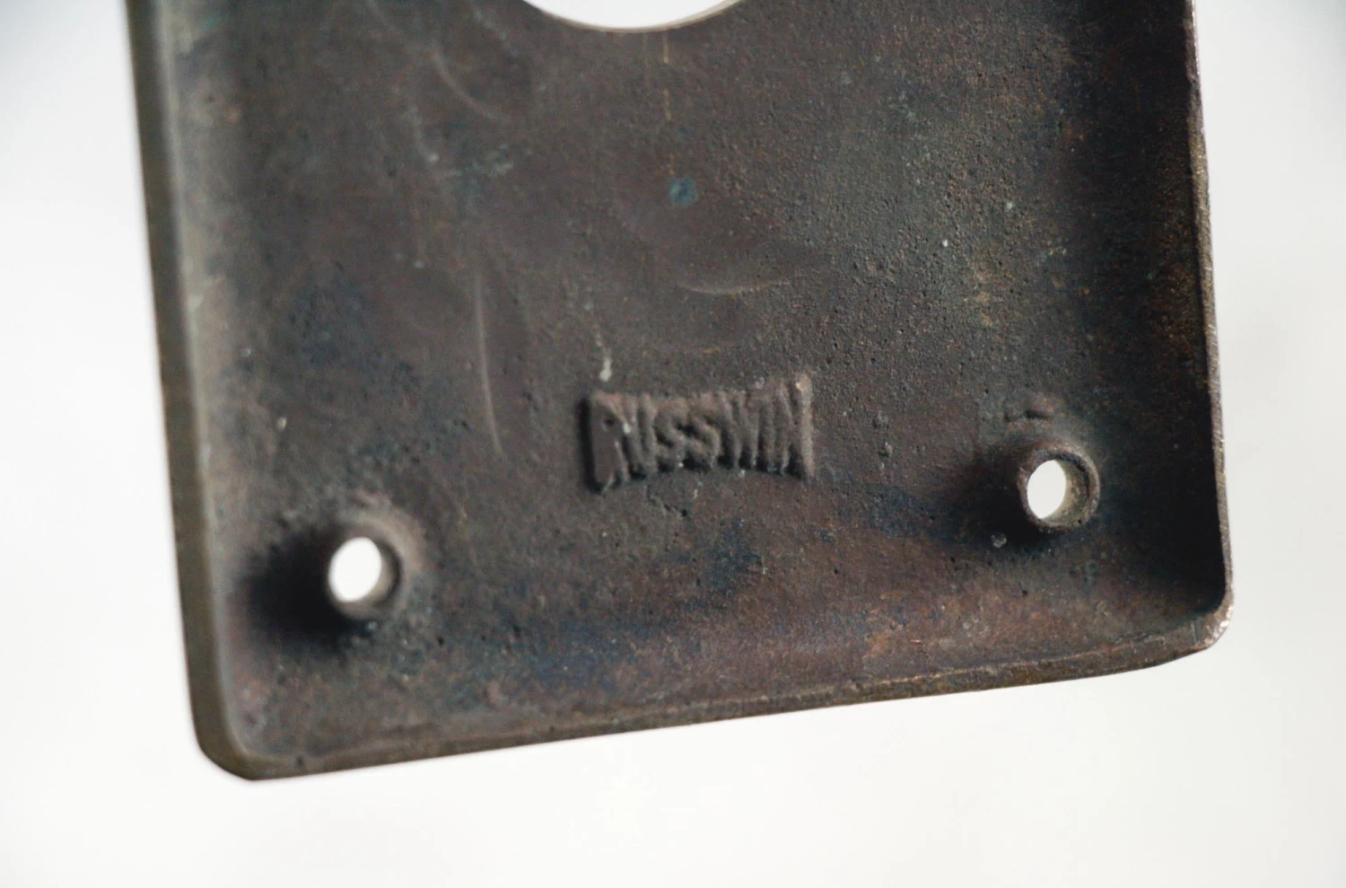 Vintage Russwin 12 In. Cast Brass Door Push Plate With Lock Insert 6 Vintage Russwin 12 In. Cast Brass Door Push Plate With Lock Insert - Image 4