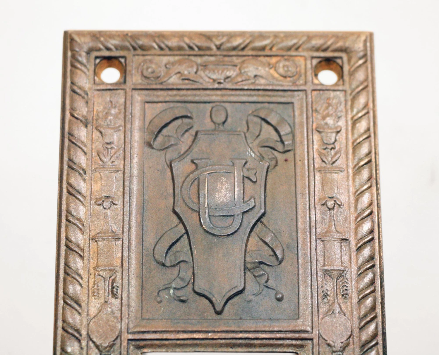 Antique Yale Brass Emblematic UC Interior Letter Slot 8 Antique Yale Brass Emblematic UC Interior Letter Slot - Image 6