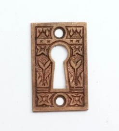 Antique 1.687 In. Textured Brass Door Keyhole Cover Plate